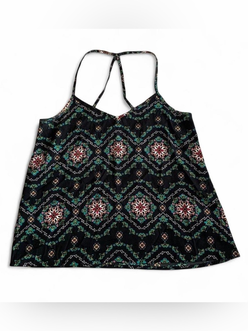 Vintage Hollister Camisole with Bohemian Print and Strappy Open Back